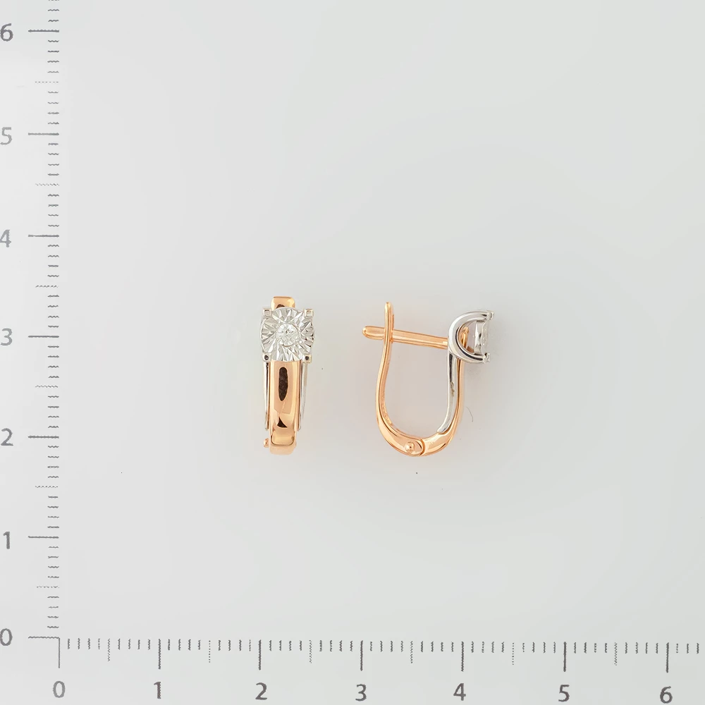 Серьги с бриллиантом из красного золота 585 пробы