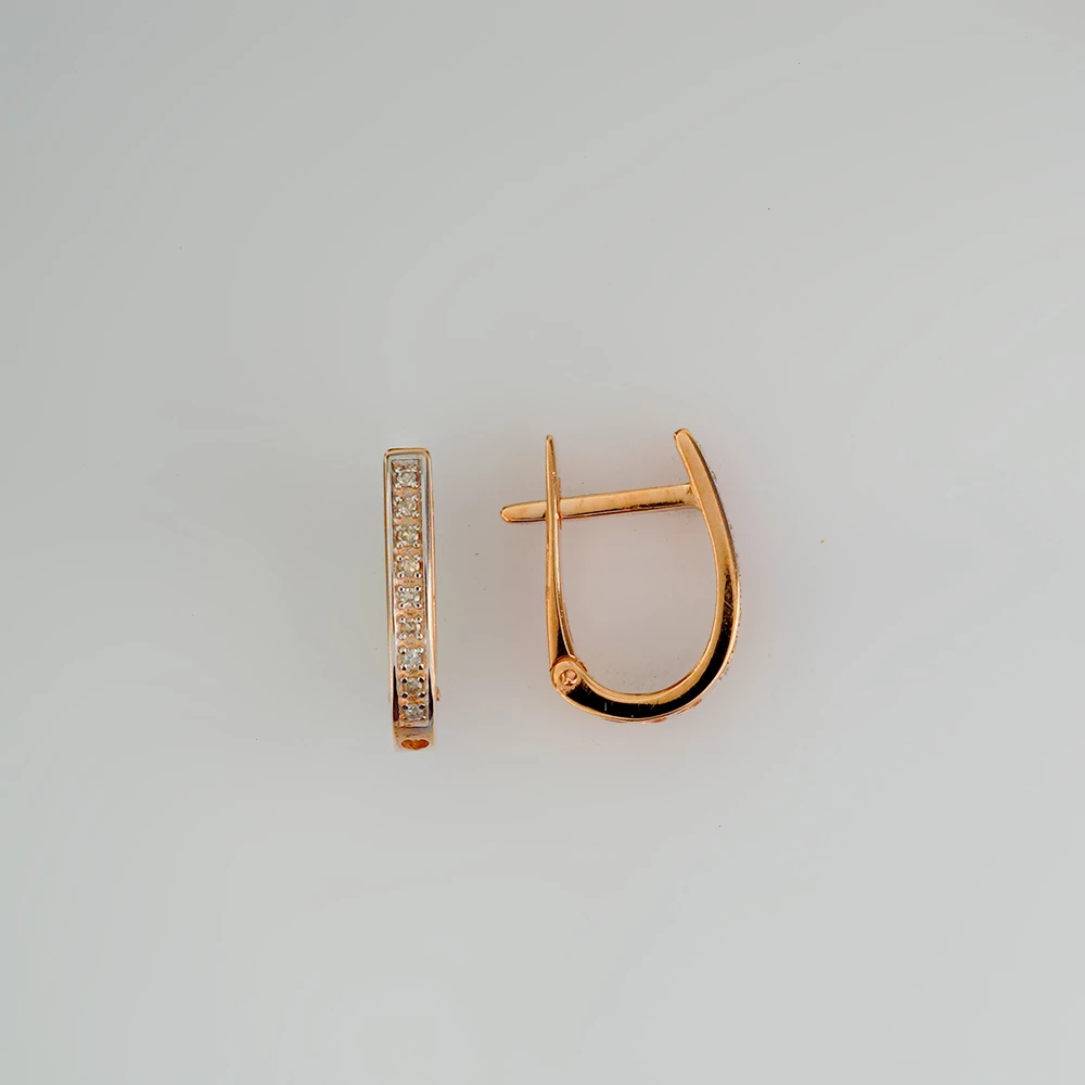 Серьги с бриллиантом из красного золота 585 пробы