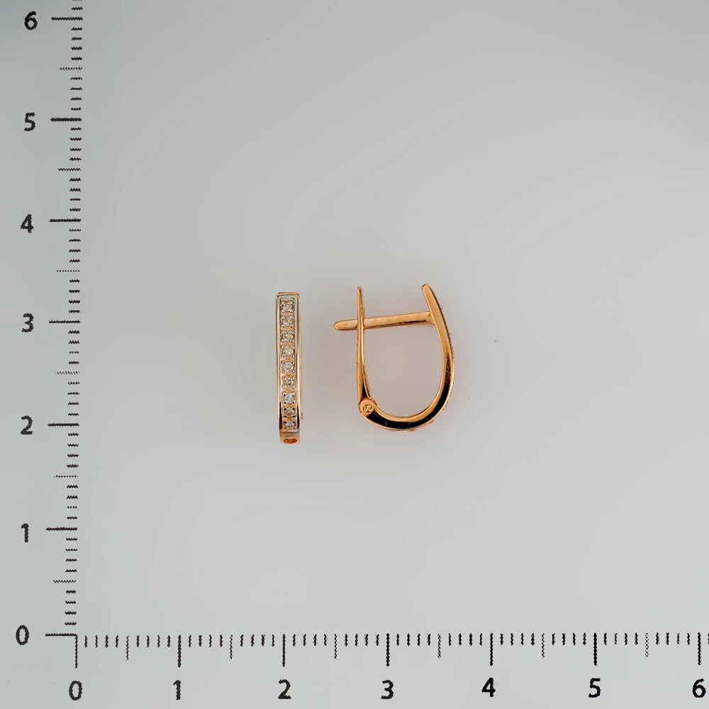 Серьги с бриллиантом из красного золота 585 пробы