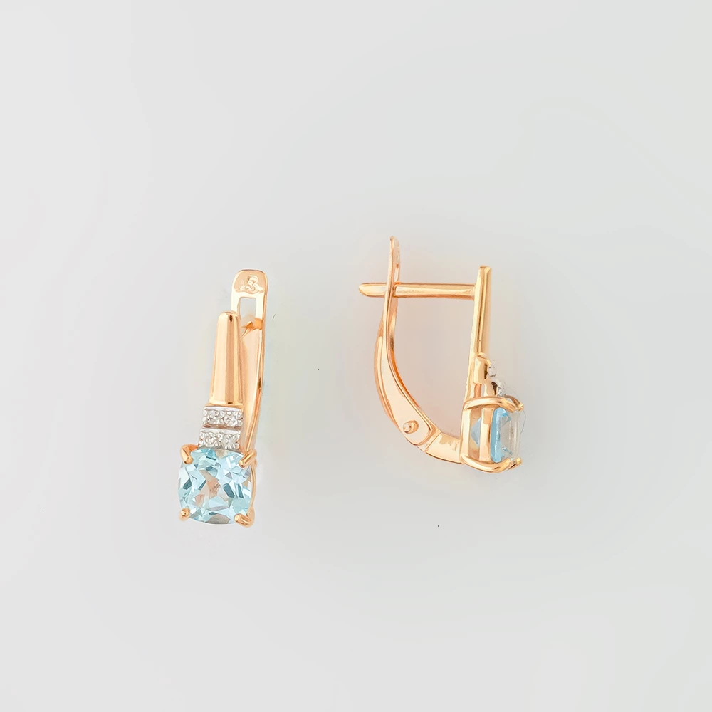 Серьги с топазом из красного золота 585 пробы