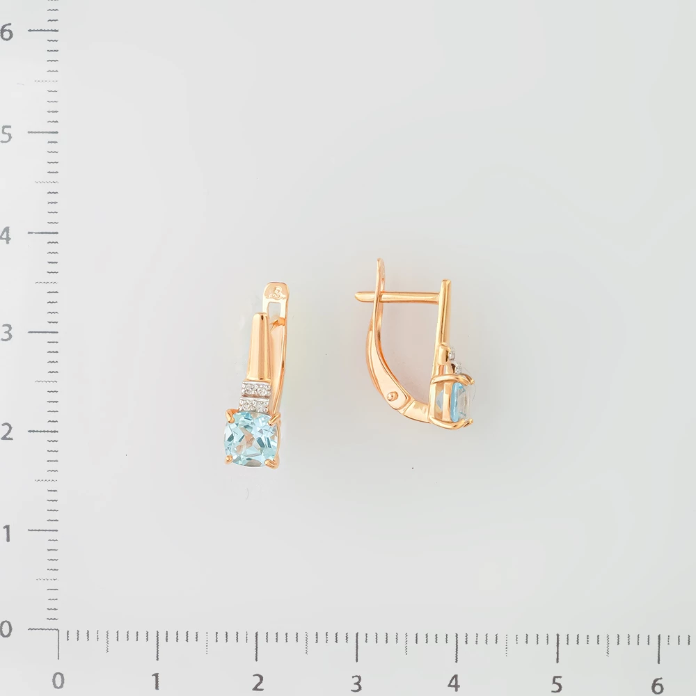 Серьги с топазом из красного золота 585 пробы