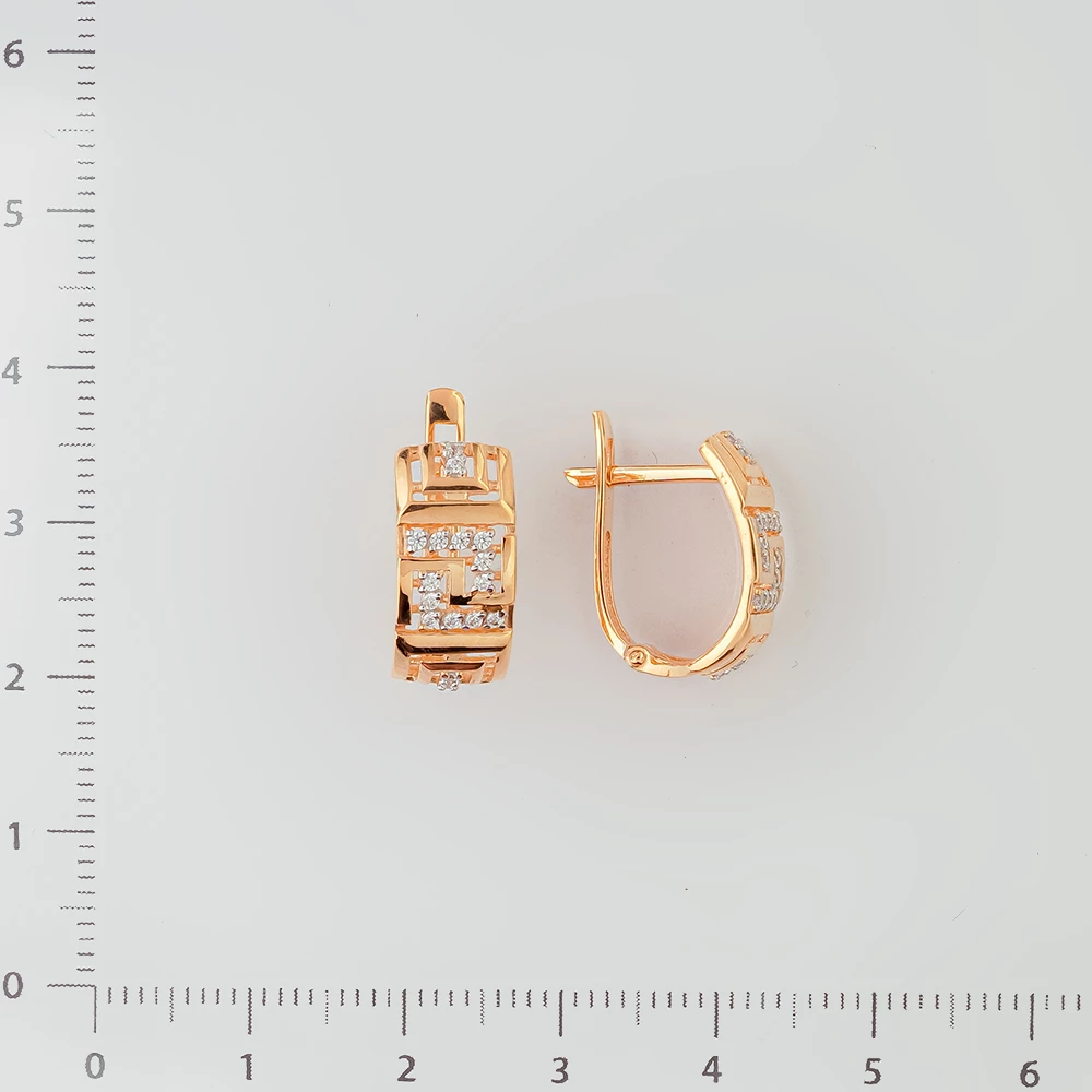 Серьги с фианитом из красного золота 585 пробы