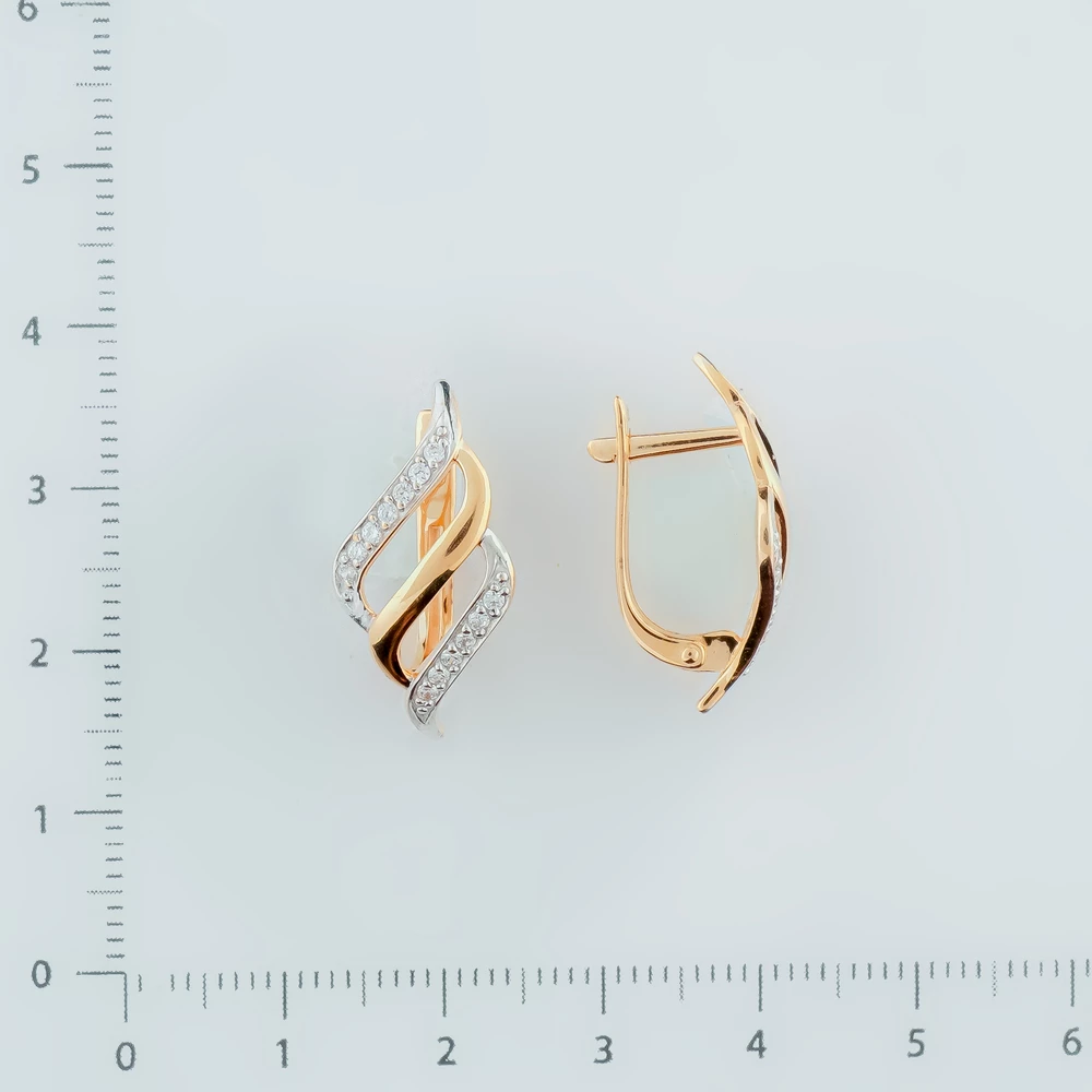 Серьги с фианитом из красного золота 585 пробы