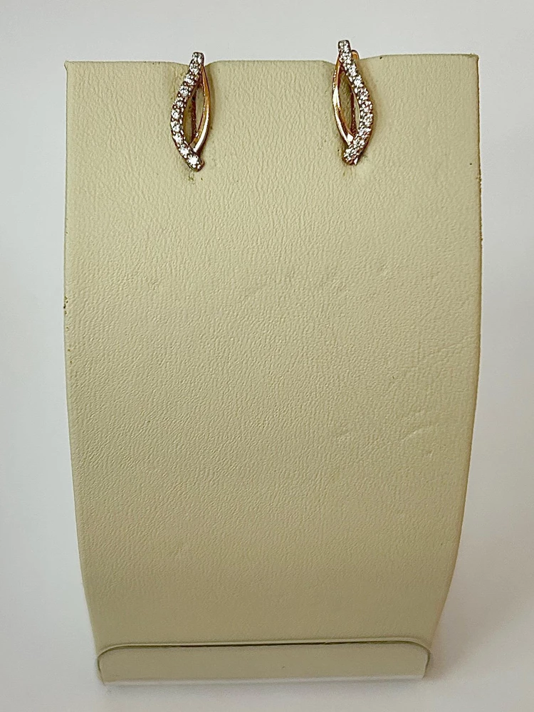 Серьги с фианитом из красного золота 375 пробы