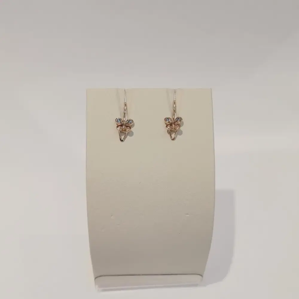 Серьги с фианитом из красного золота 585 пробы