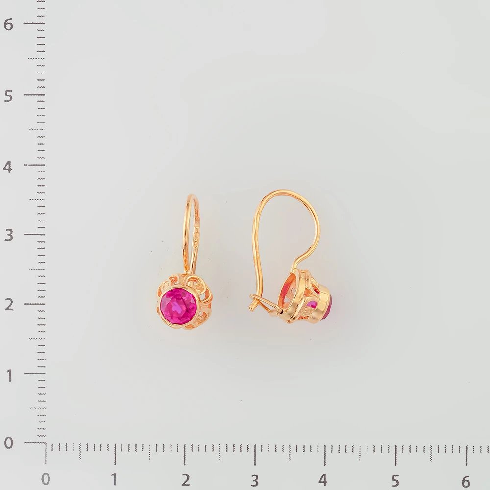 Серьги с фианитом из красного золота 583 пробы