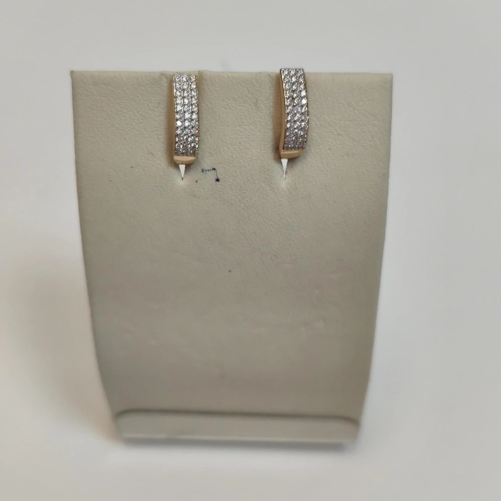 Серьги с фианитом из красного золота 585 пробы