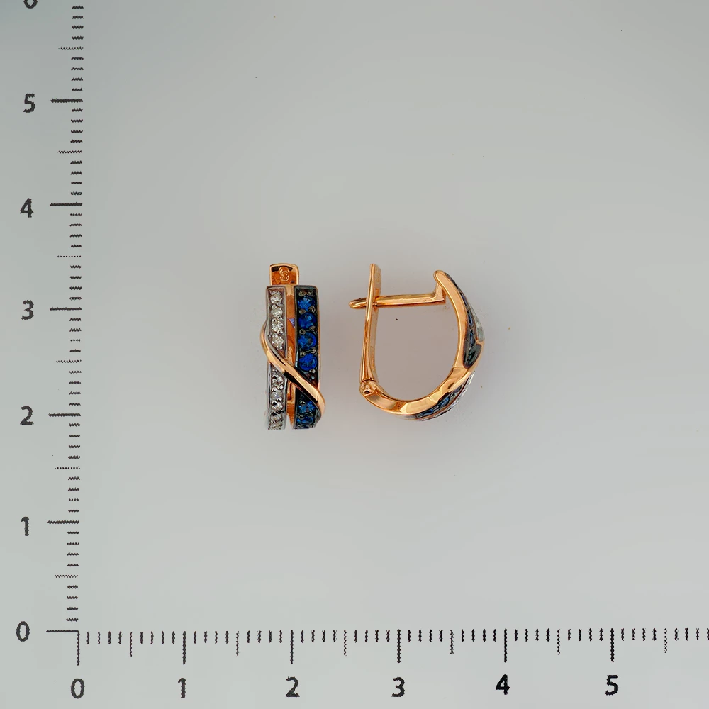 Серьги с бриллиантом из красного золота 585 пробы