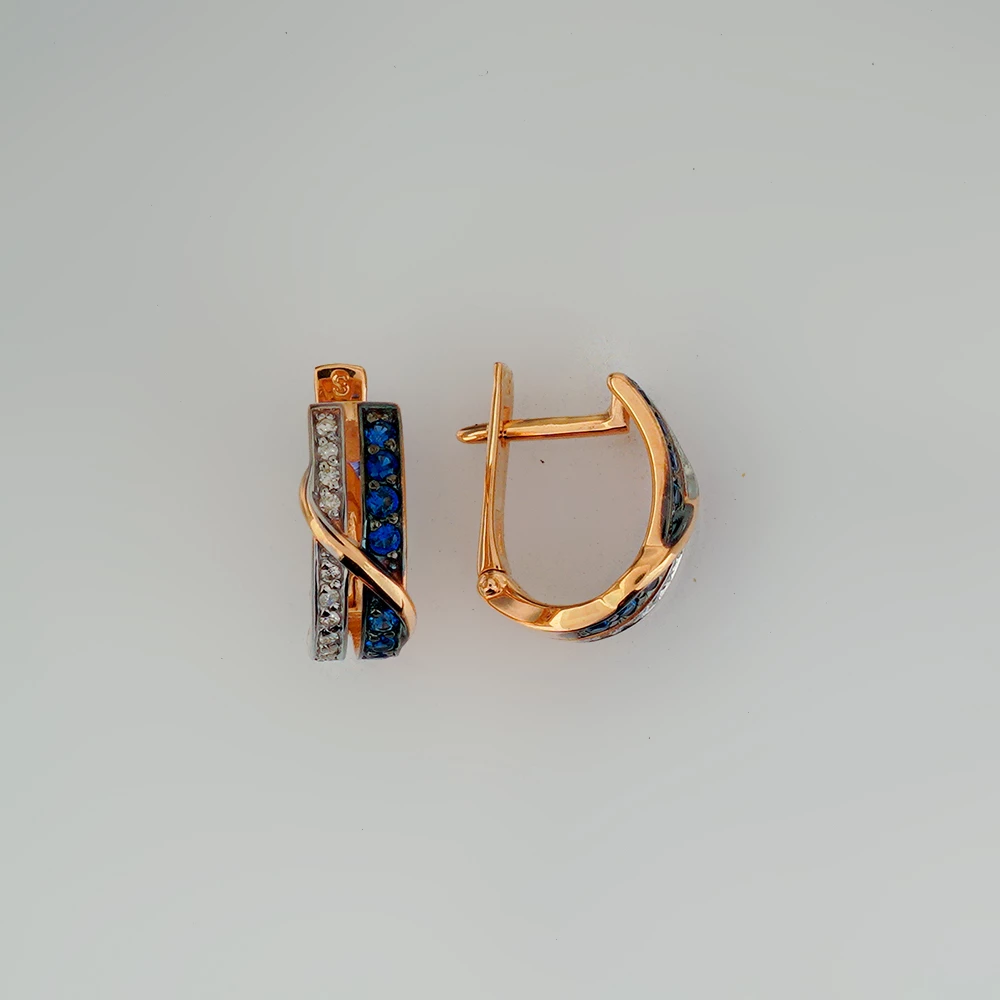 Серьги с бриллиантом из красного золота 585 пробы