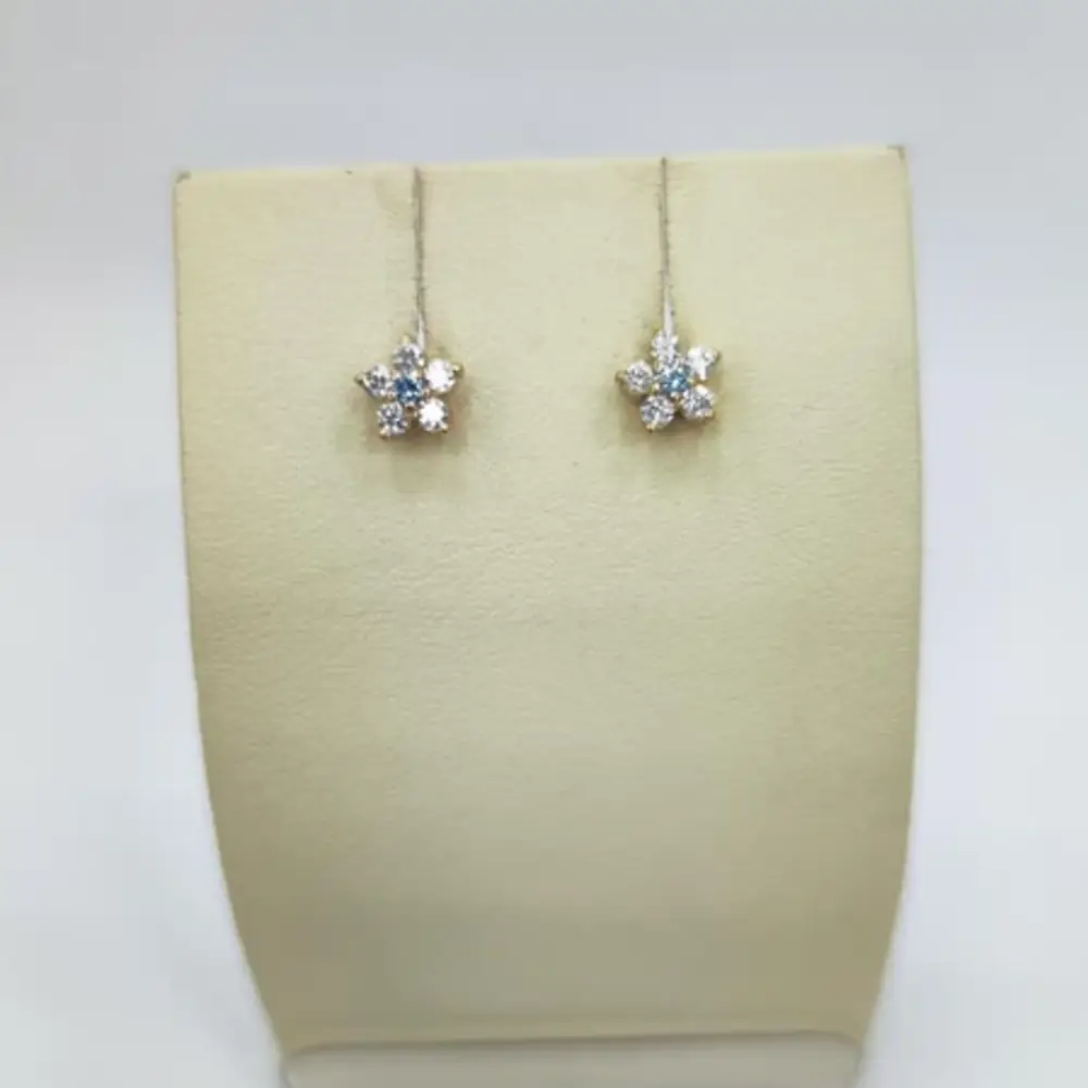 Серьги с фианитом из красного золота 585 пробы