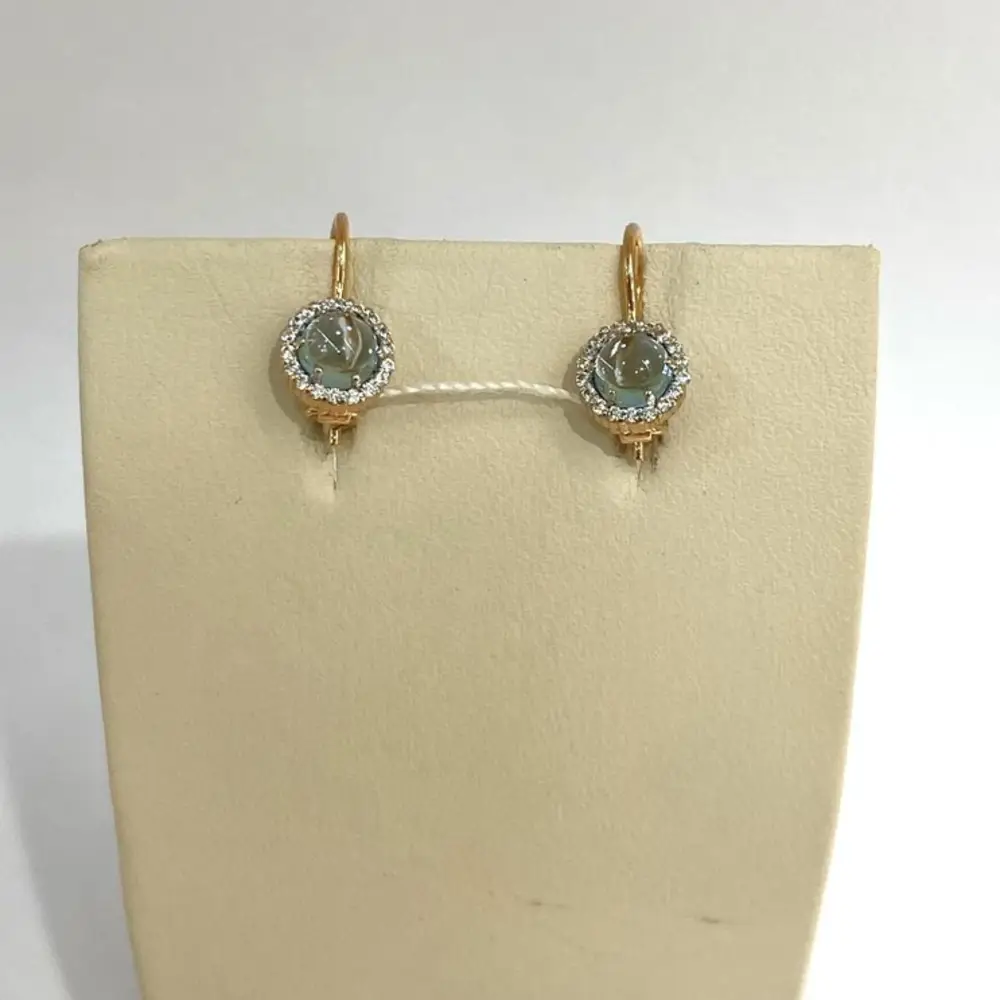 Серьги с топазом из красного золота 585 пробы