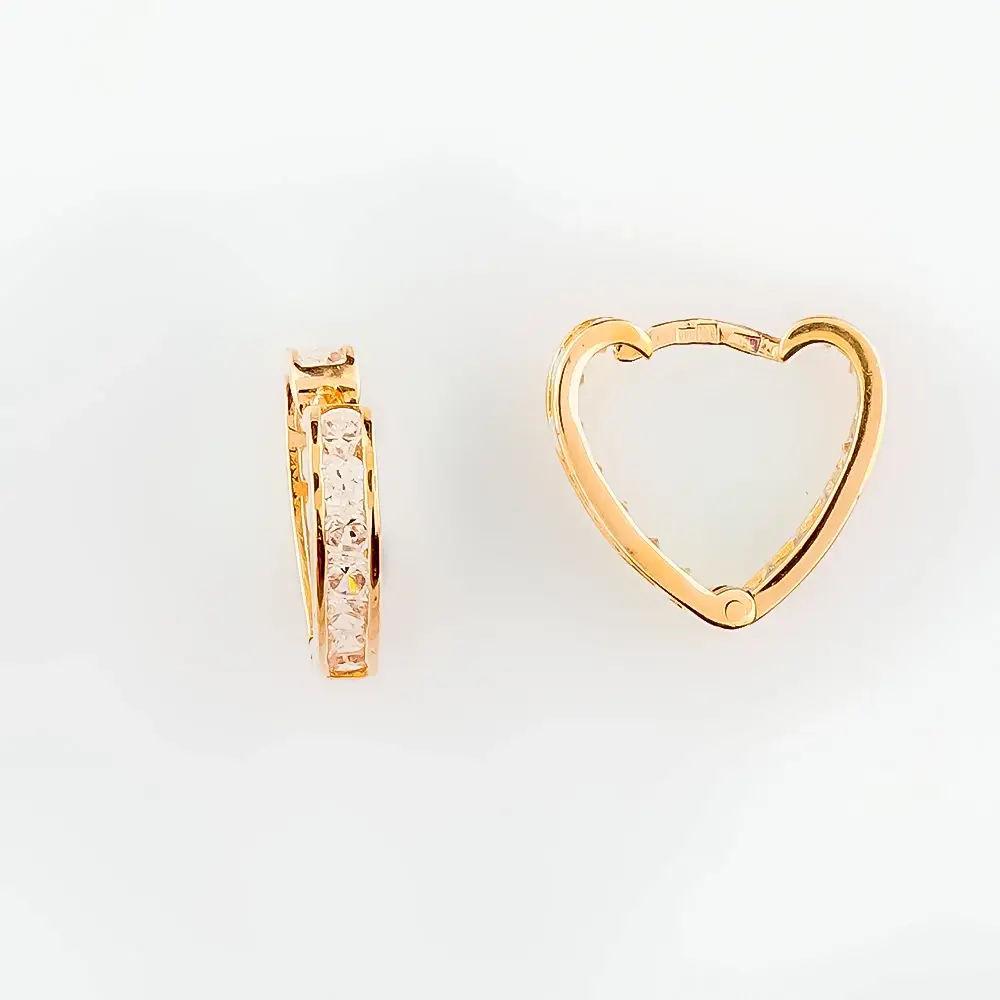 Серьги с фианитом из красного золота 585 пробы