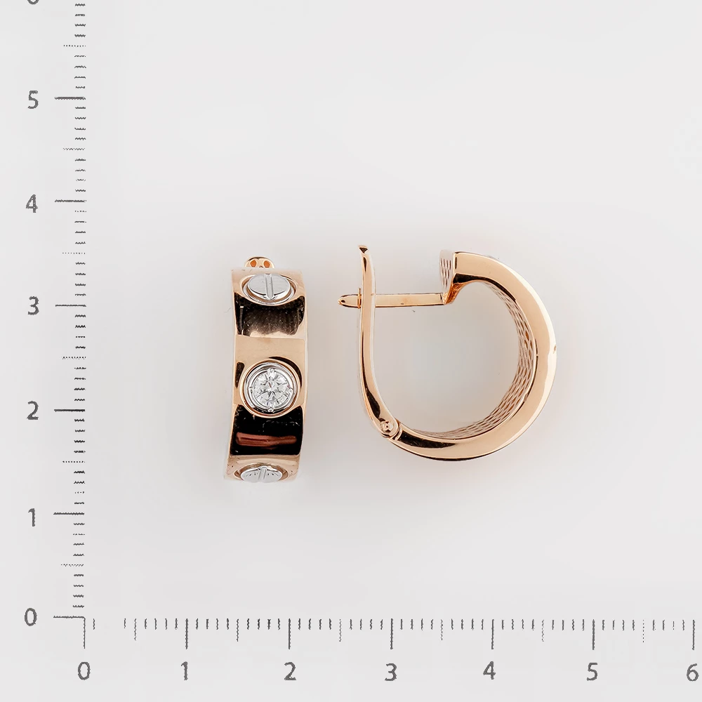 Серьги с фианитом из красного золота 585 пробы