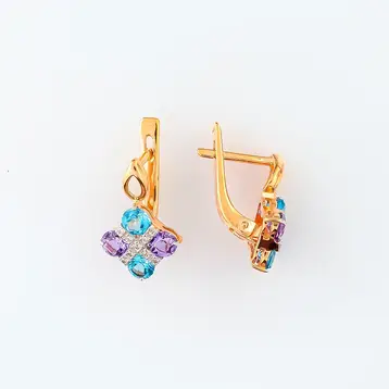 Серьги с топазом из красного золота 585 пробы
