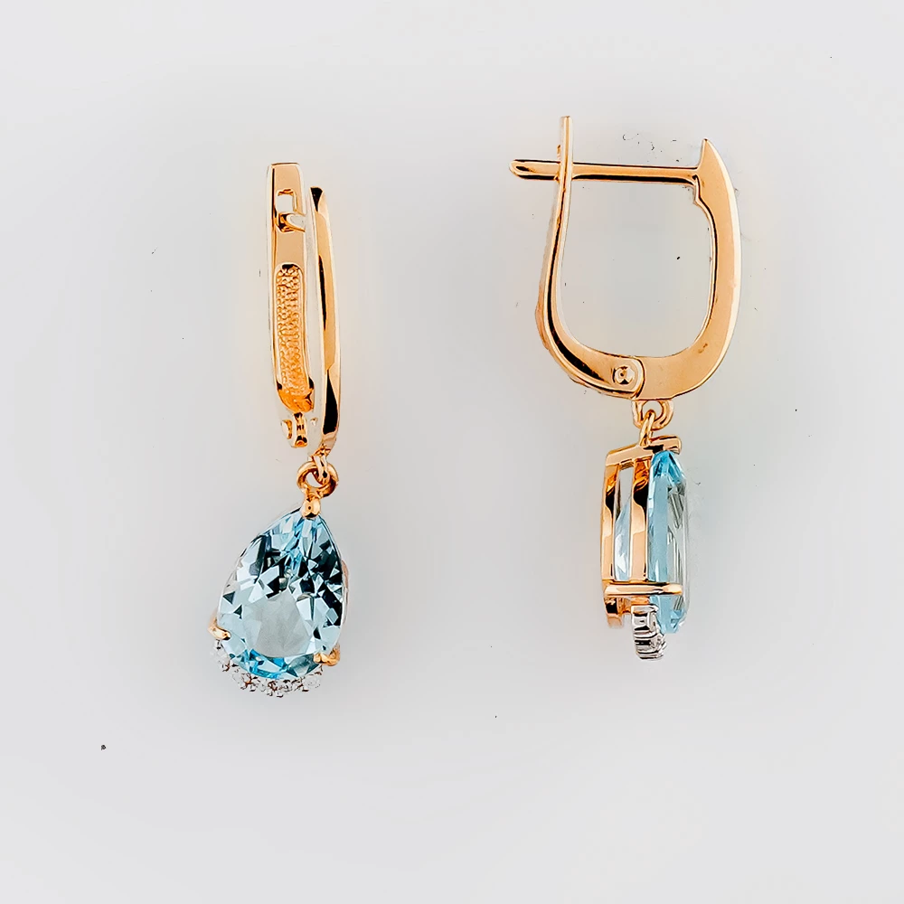 Серьги с топазом из красного золота 585 пробы