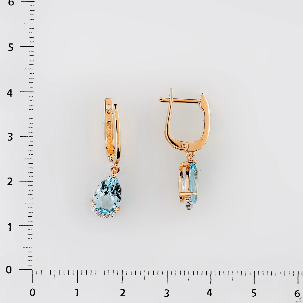 Серьги с топазом из красного золота 585 пробы