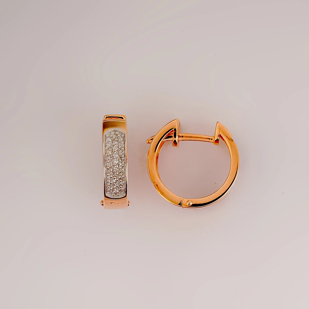 Серьги с бриллиантом из красного золота 585 пробы