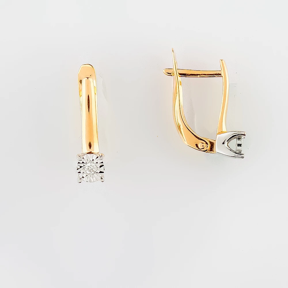 Серьги с бриллиантом из красного золота 585 пробы