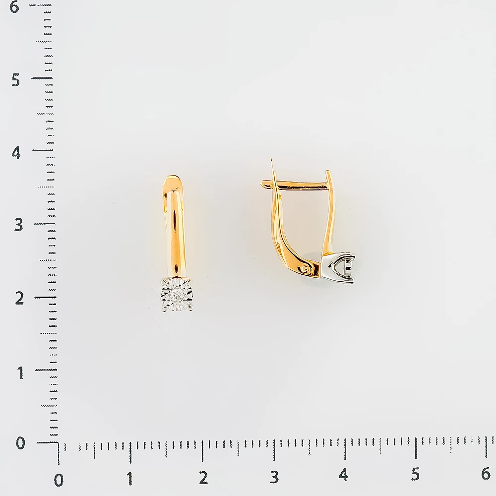 Серьги с бриллиантом из красного золота 585 пробы