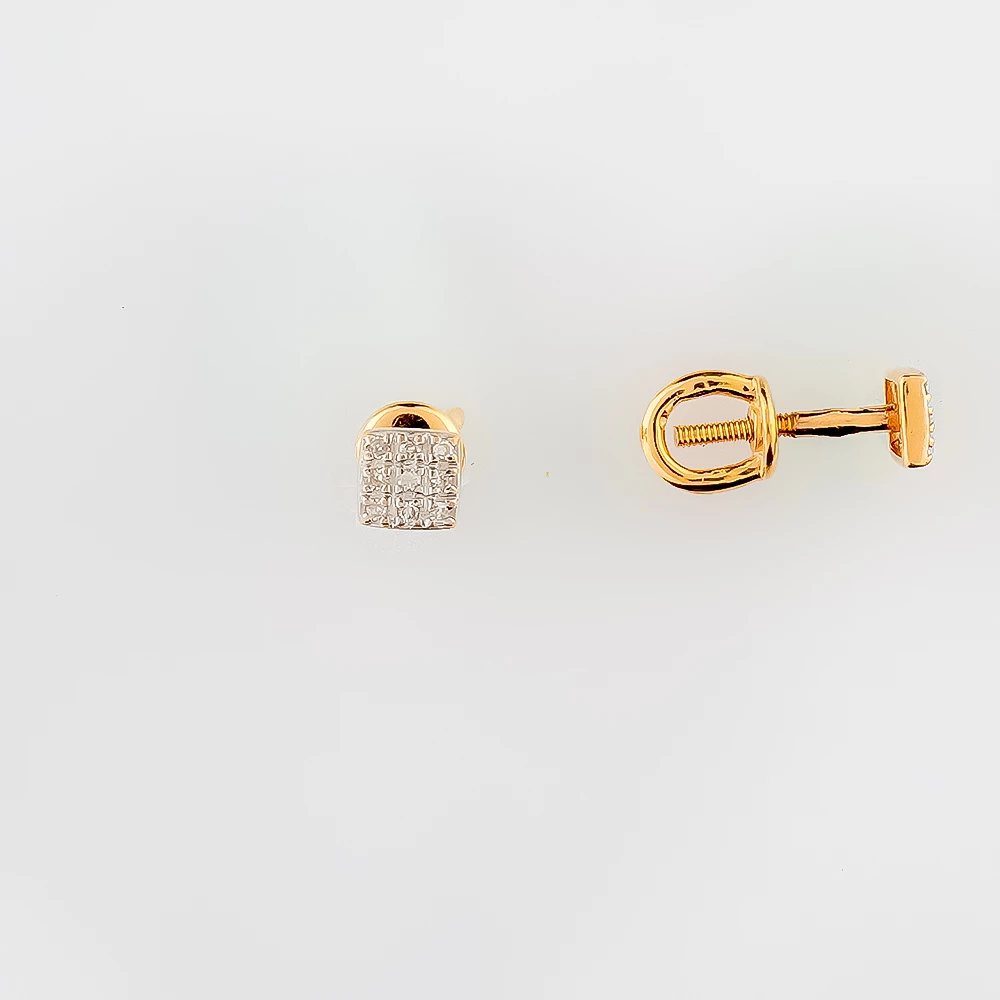 Серьги с бриллиантом из красного золота 585 пробы