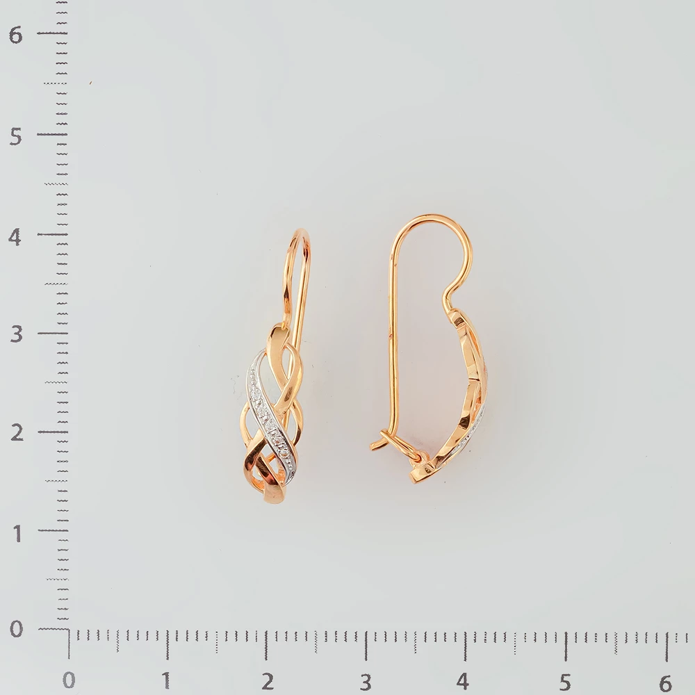 Серьги с фианитом из красного золота 585 пробы