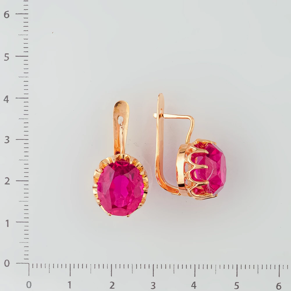 Серьги с фианитом из красного золота 583 пробы