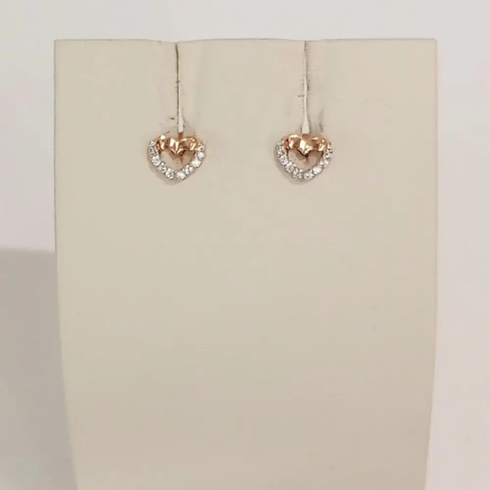Серьги с фианитом из красного золота 585 пробы