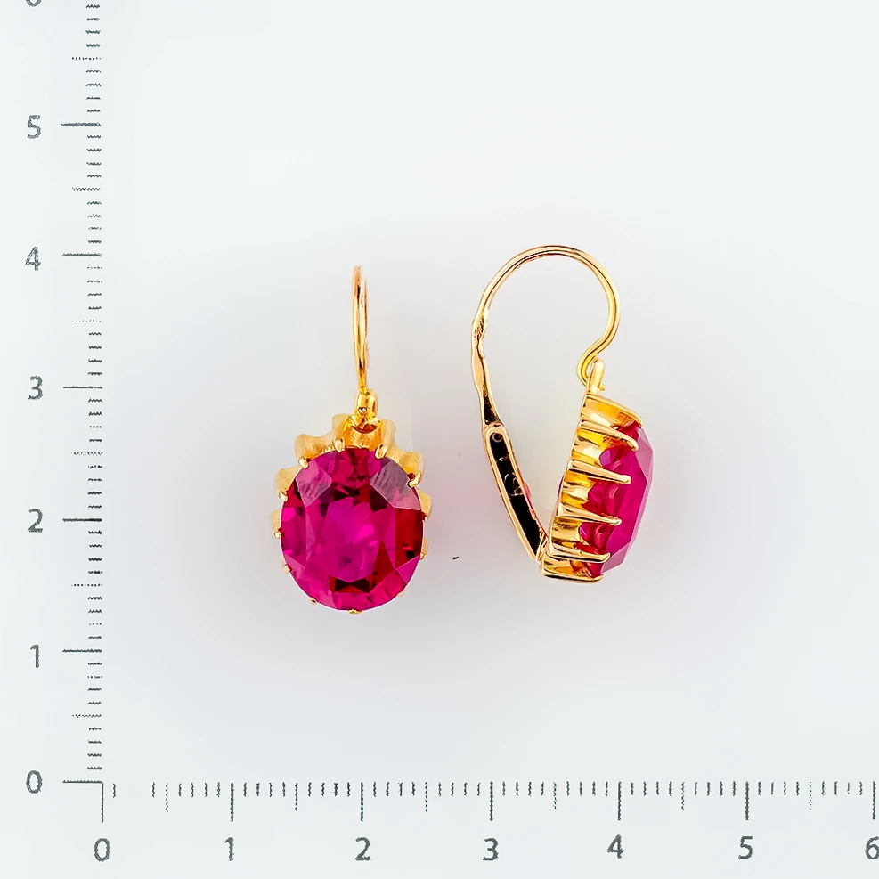 Серьги с фианитом из красного золота 583 пробы