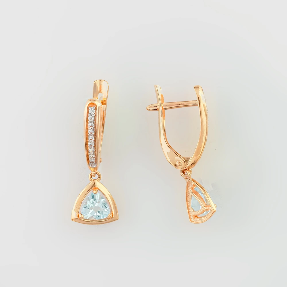 Серьги с топазом из красного золота 585 пробы