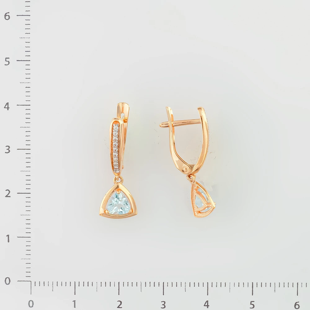 Серьги с топазом из красного золота 585 пробы