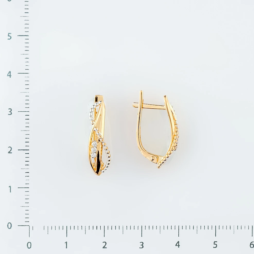 Серьги с фианитом из красного золота 585 пробы