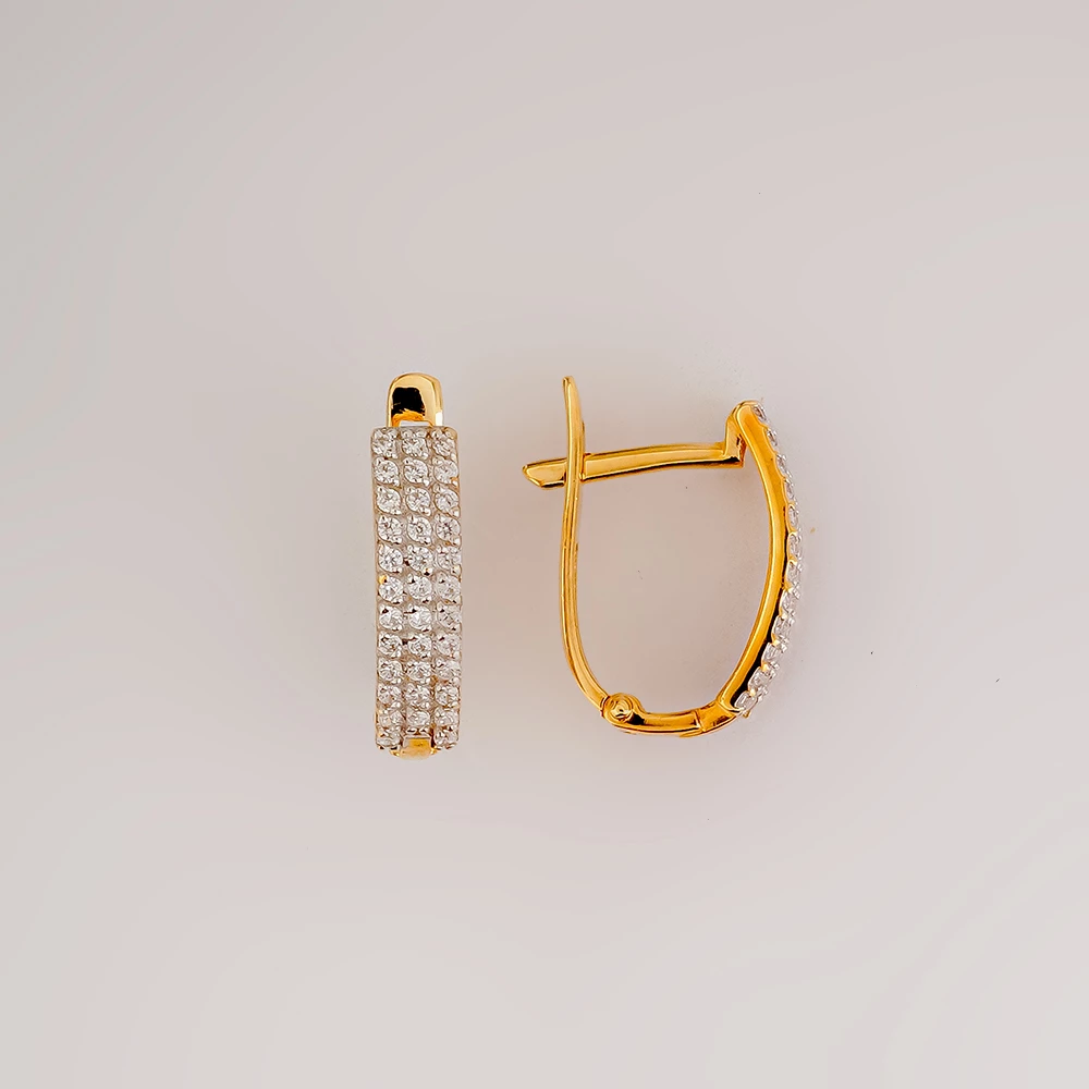 Серьги с фианитом из желтого золота 585 пробы