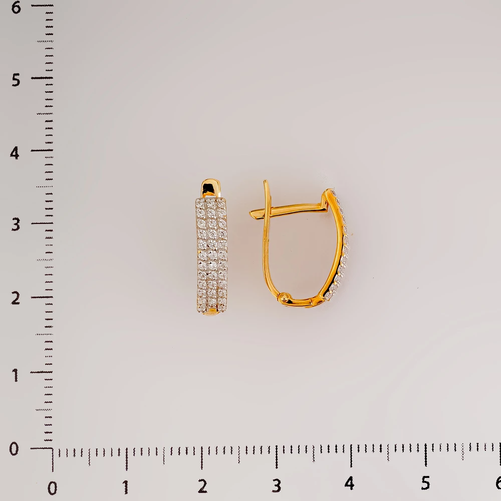 Серьги с фианитом из желтого золота 585 пробы
