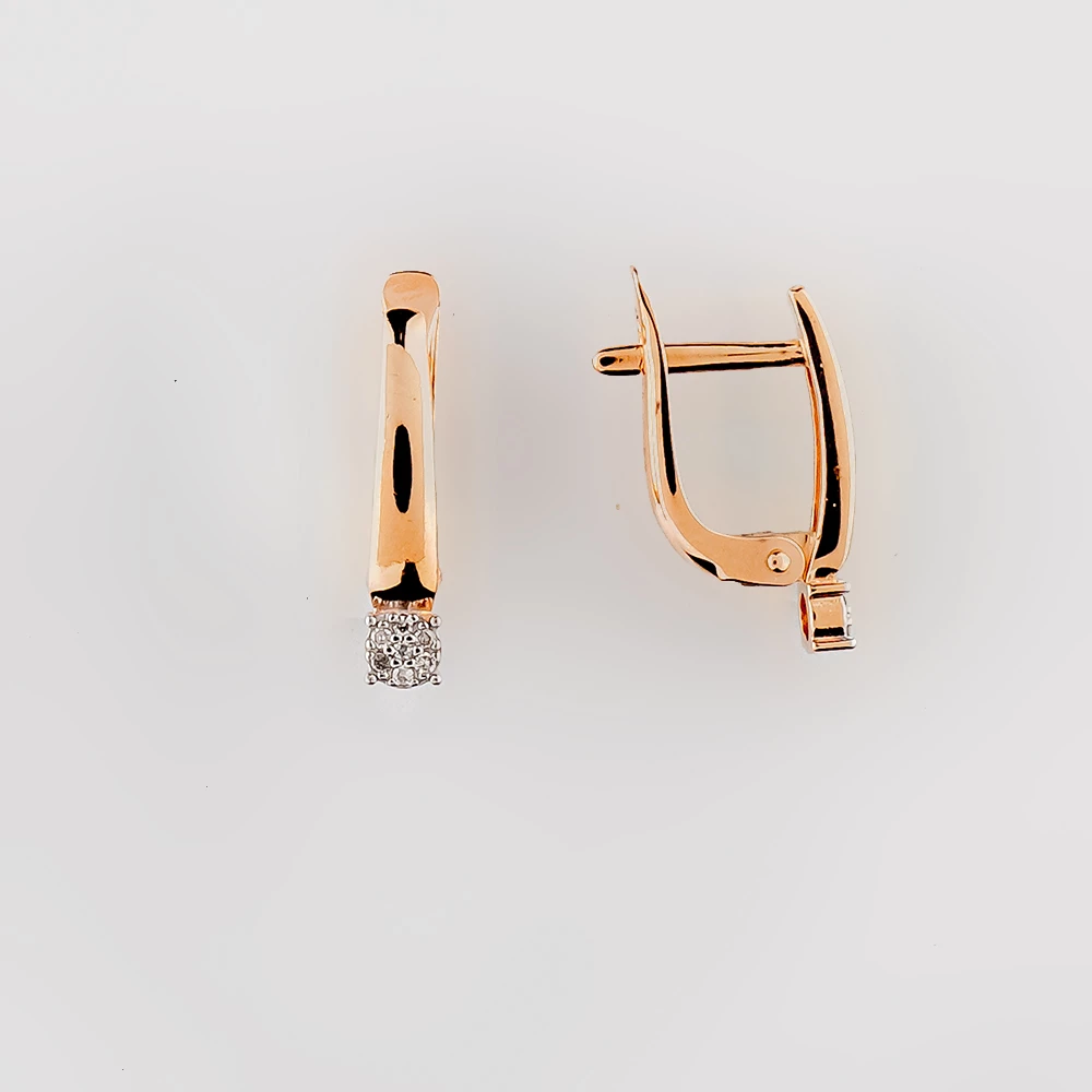 Серьги с бриллиантом из красного золота 585 пробы