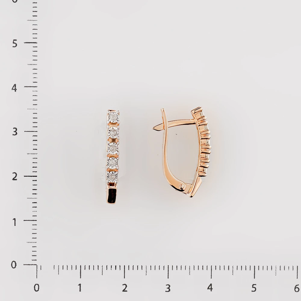 Серьги с бриллиантом из красного золота 585 пробы