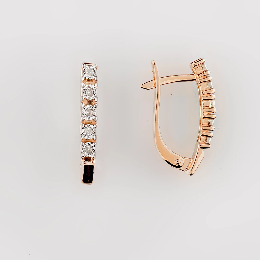 Серьги с бриллиантом из красного золота 585 пробы