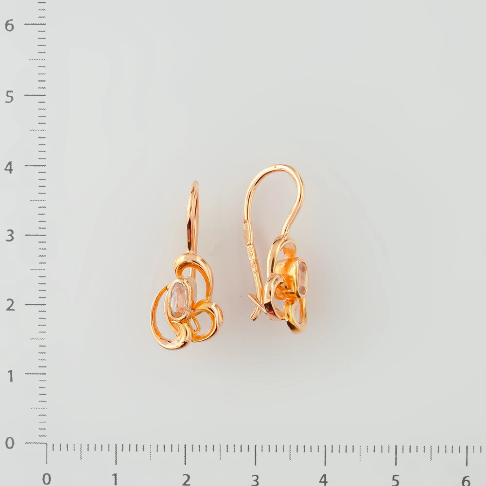 Серьги с фианитом из красного золота 583 пробы