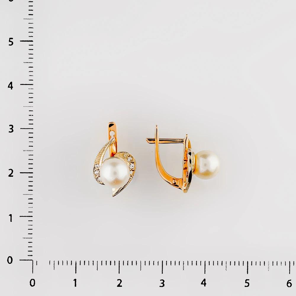 Серьги с культивированным жемчугом из красного золота 585 пробы