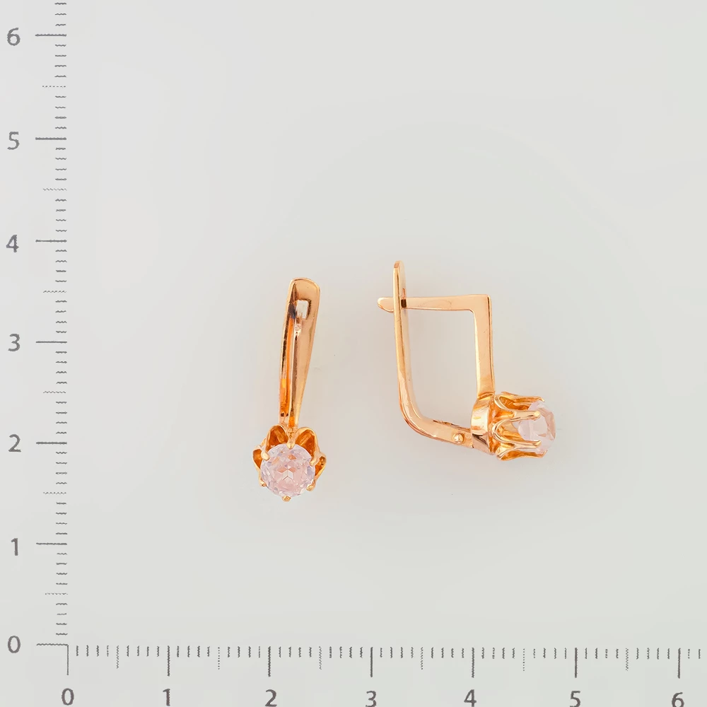Серьги с фианитом из красного золота 583 пробы