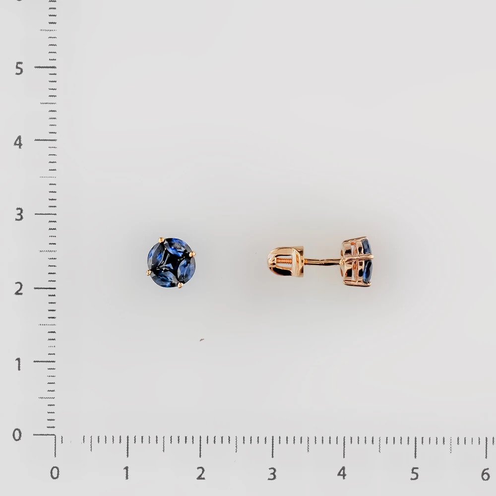 Серьги с сапфиром из красного золота 585 пробы