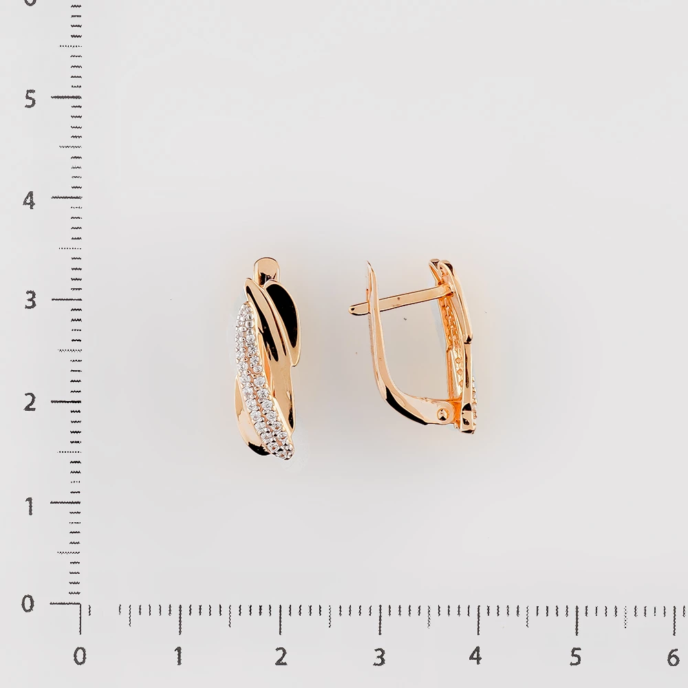 Серьги с фианитом из красного золота 585 пробы