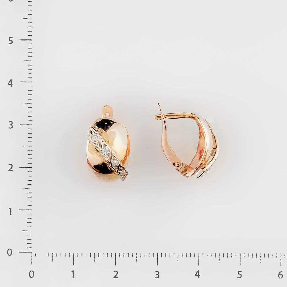 Серьги с фианитом из красного золота 585 пробы