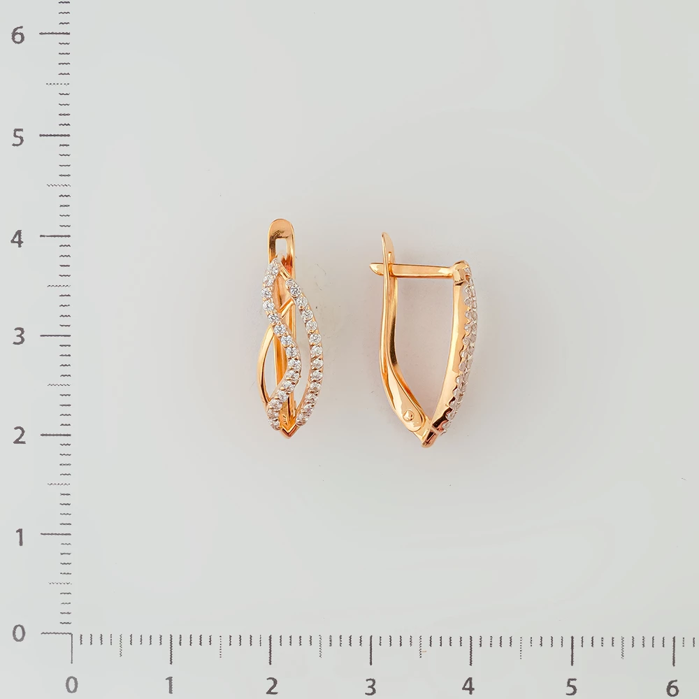 Серьги с фианитом из красного золота 585 пробы
