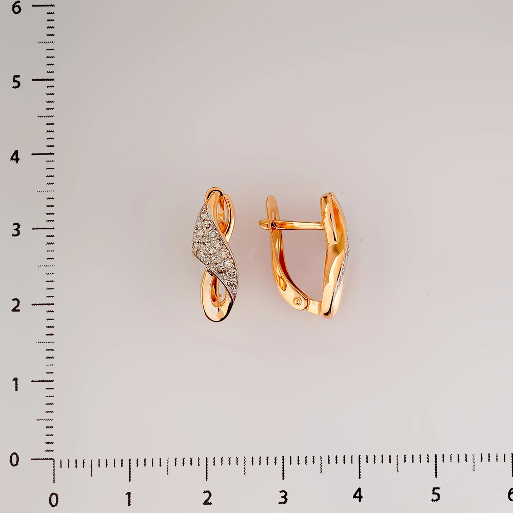 Серьги с бриллиантом из красного золота 585 пробы