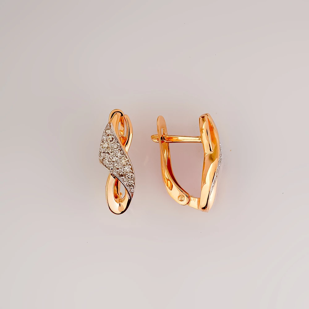 Серьги с бриллиантом из красного золота 585 пробы