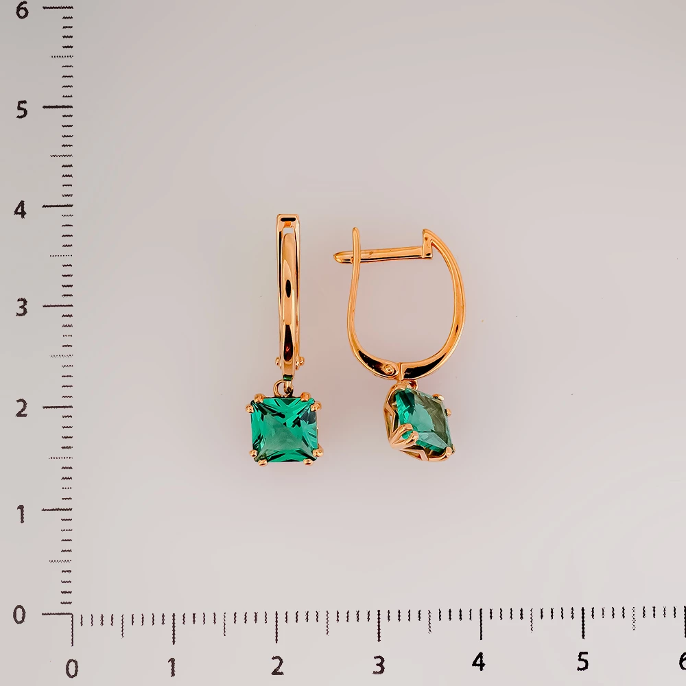 Серьги с ситаллом из красного золота 585 пробы