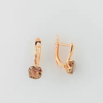 Серьги с раух-топазом из красного золота 585 пробы