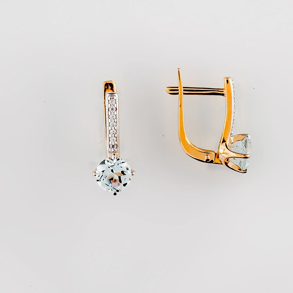 Серьги с топазом из красного золота 585 пробы