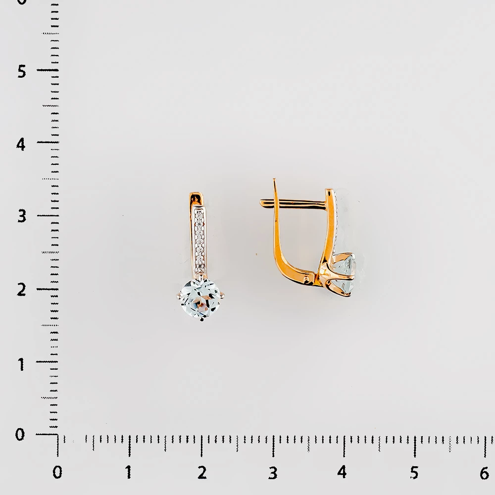 Серьги с топазом из красного золота 585 пробы