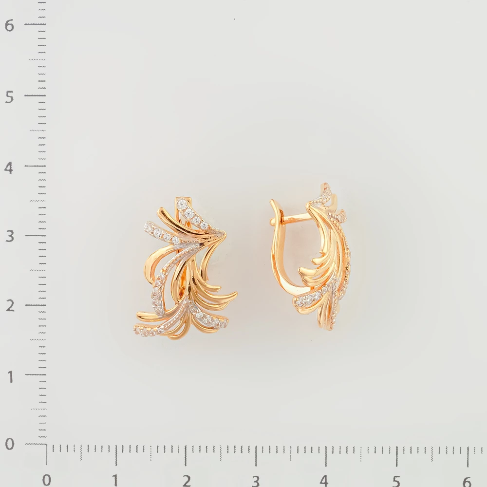 Серьги с фианитом из красного золота 585 пробы